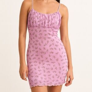 🌸 Forever 21 Pink Floral Dress L | Milkmaid Bust Summer Date Style